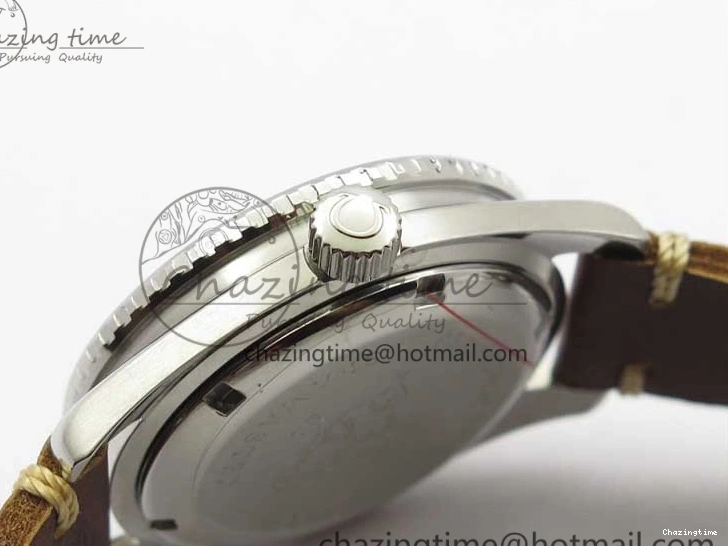 1219 Vintage Seamaster 300 No Date SS B12 Black Dial On Brown Leather Strap A2836 (Free Nylon Strap) Comfortable 7912